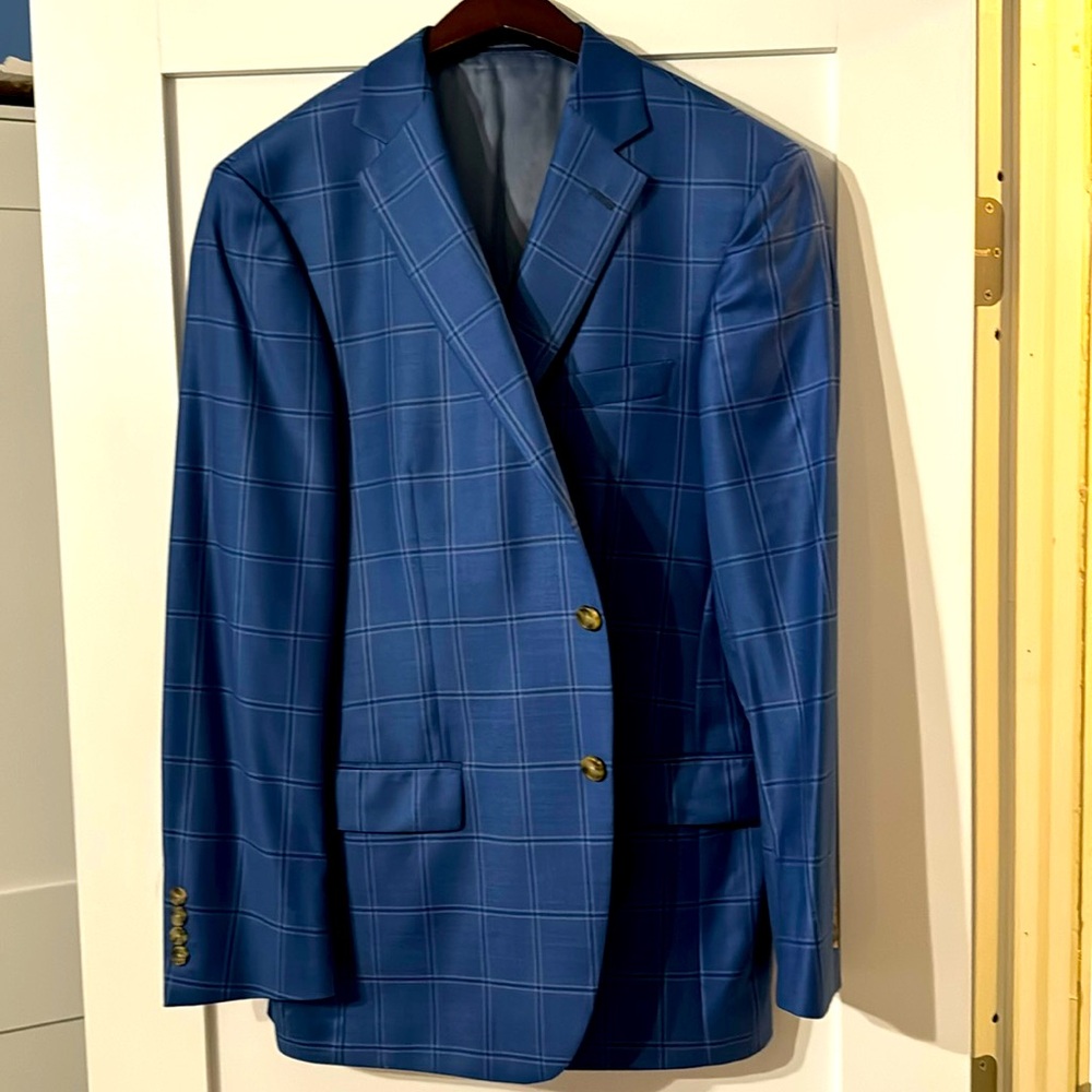 Hart Shaffner Marx Sport coat 42 Reg Blue & Gorgoeus!